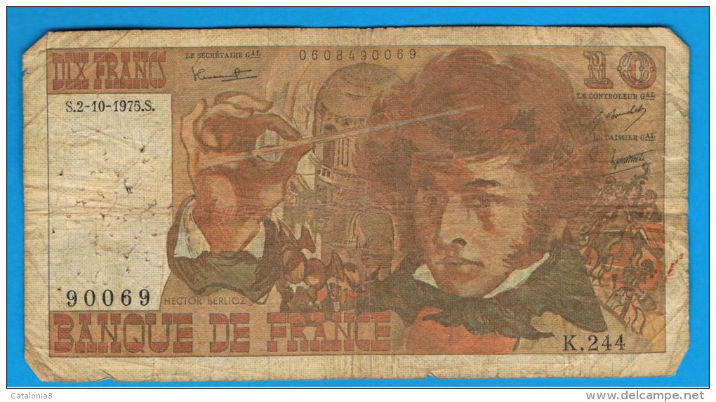 FRANCIA - FRANCE = 10  Francs 1975  P-150  BERLIOZ  Serie K - 10 F 1972-1978 ''Berlioz''