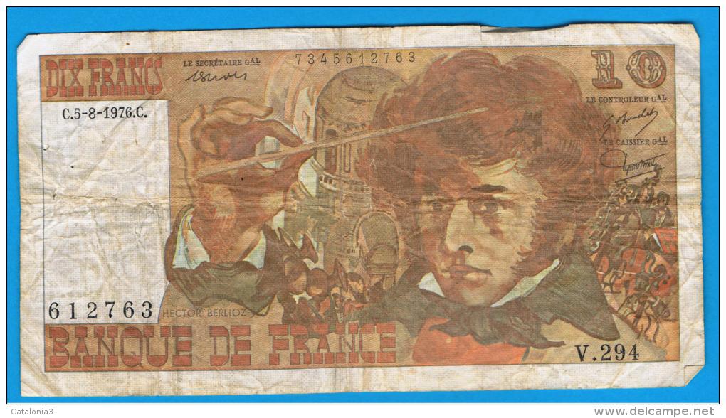 FRANCIA - FRANCE = 10  Francs 1976  P-150  BERLIOZ  Serie V - 10 F 1972-1978 ''Berlioz''