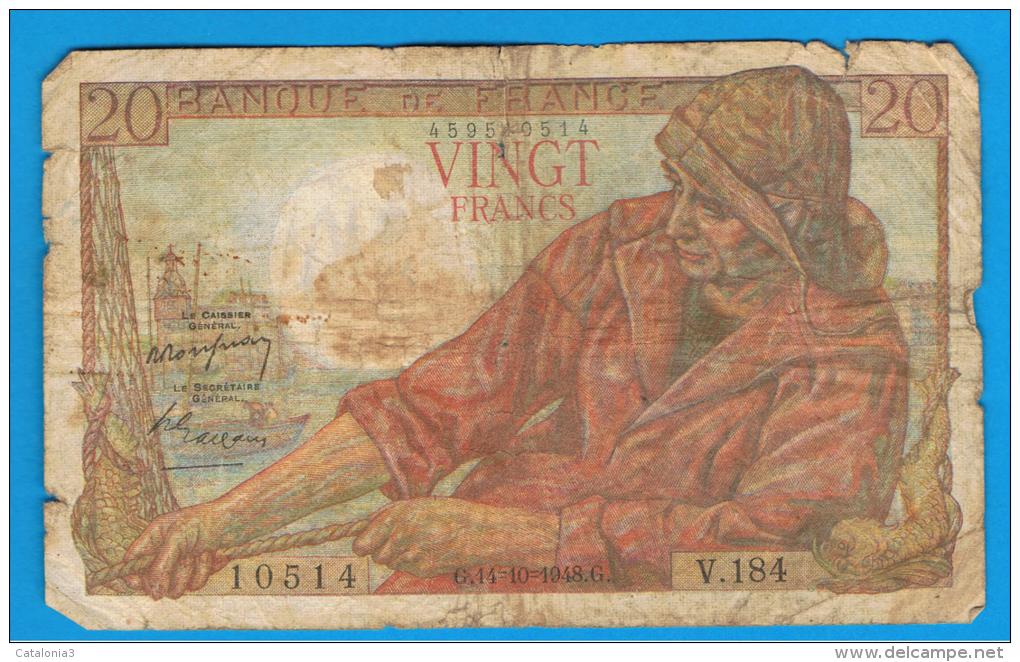 FRANCIA - FRANCE = 20  Francs 1948  P-100  PECHEUR / Pescador - Serie V - 20 F 1942-1950 ''Pêcheur''