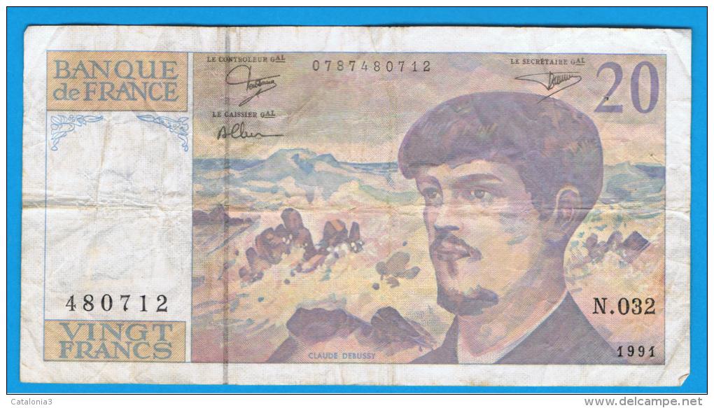 FRANCIA - FRANCE = 20  Francs 1991  P-151  Claude Debussy - 20 F 1980-1997 ''Debussy''