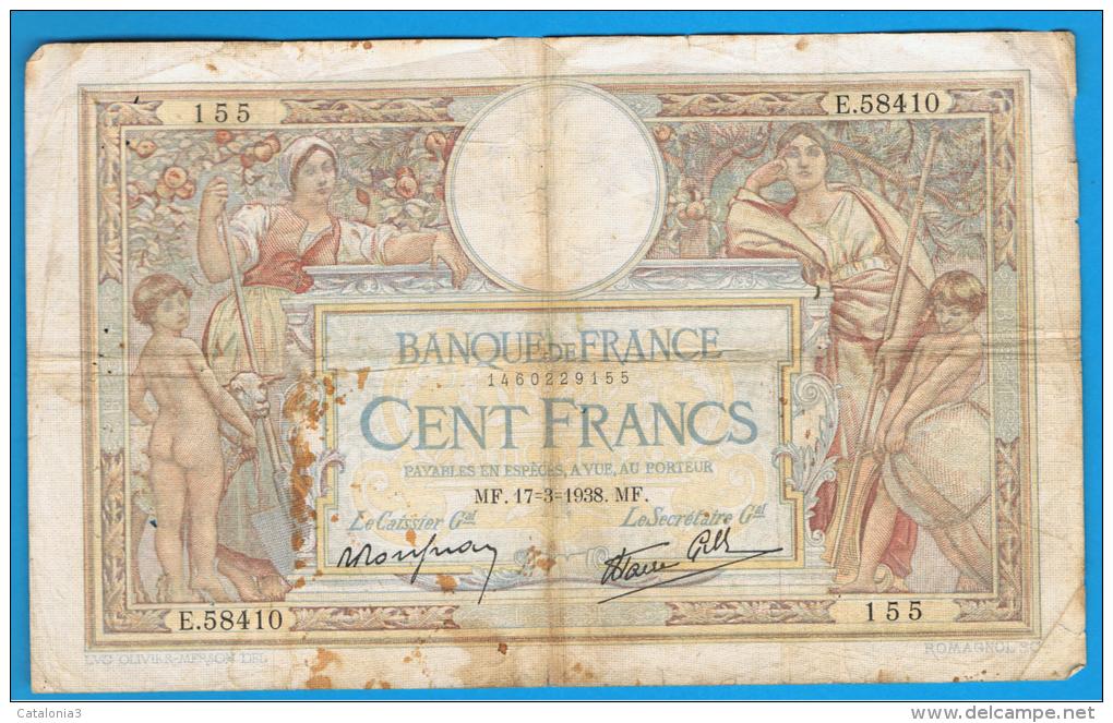 FRANCIA - FRANCE = 100 Francs 1938  P-86  Serie E - 100 F 1908-1939 ''Luc Olivier Merson''