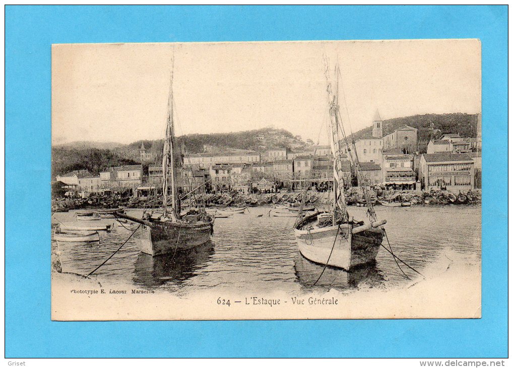 MARSEILLE-L ESTAQUE-vue Depuis Le Port -beau Plan-carte D´époque -1900 édition Lacour - Quartiers Nord, Le Merlan, Saint Antoine