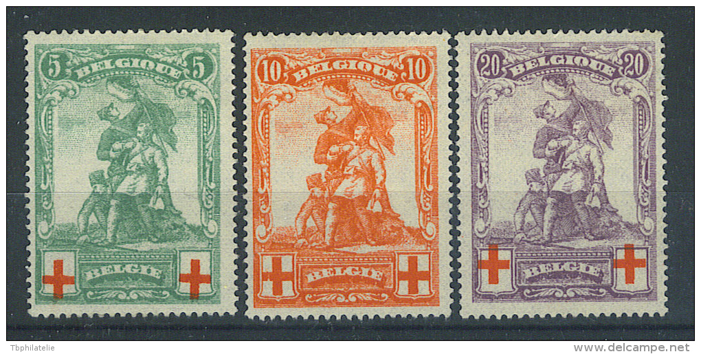 VEND BEAUX TIMBRES DE BELGIQUE N° 126 - 128 , NEUFS !!!! - 1914-1915 Red Cross