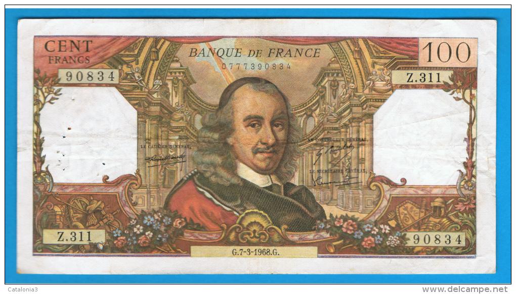 FRANCIA - FRANCE = 100 Francs 1968  P-149 - 100 F 1964-1979 ''Corneille''