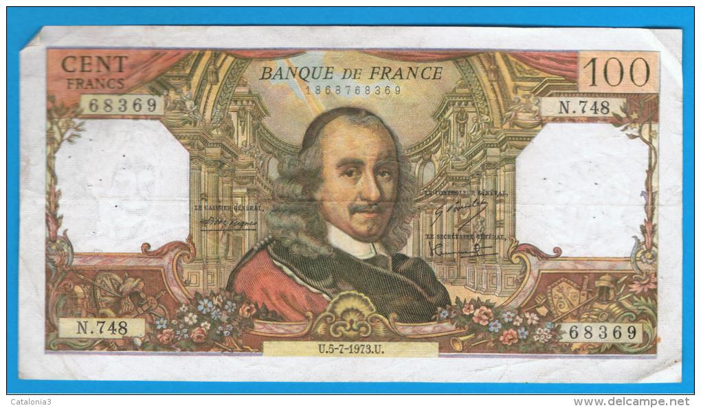 FRANCIA - FRANCE = 100 Francs 1973  P-149  Serie N - 100 F 1964-1979 ''Corneille''