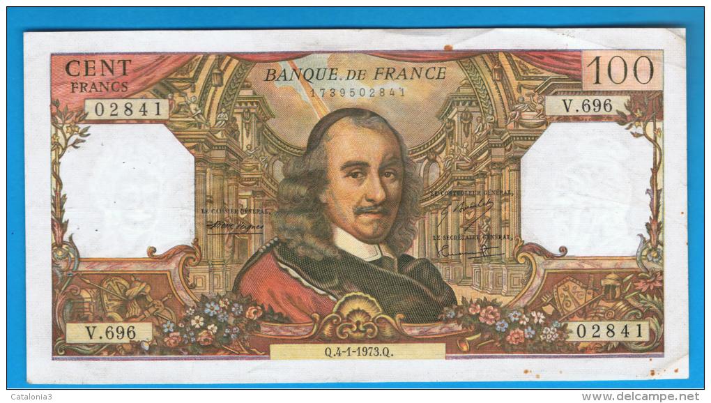 FRANCIA - FRANCE = 100 Francs 1973  P-149  Serie V - 100 F 1964-1979 ''Corneille''