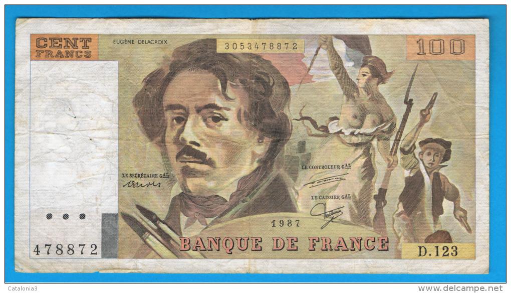 FRANCIA - FRANCE = 100 Francs 1987  P-154 - 100 F 1978-1995 ''Delacroix''