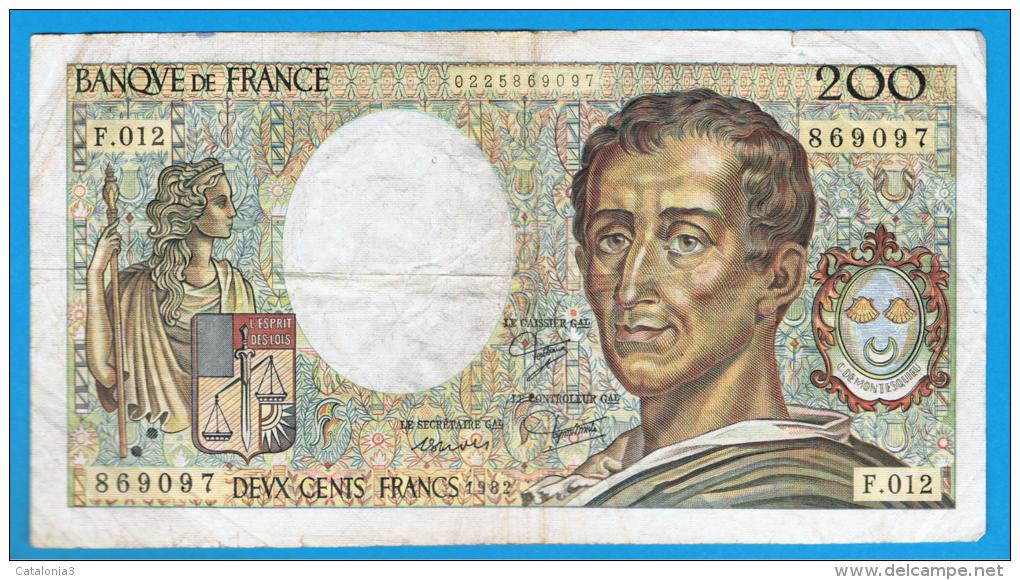 FRANCIA - FRANCE = 200 Francs 1982  P-155 - 200 F 1981-1994 ''Montesquieu''