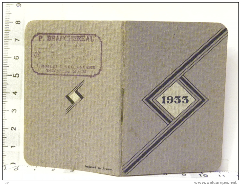 Calendrier 1933 Almanach - 49 Maine Et Loire, Angers, Branchereau - Pub Pharmacie Sirop De Deschiens - Small : 1921-40
