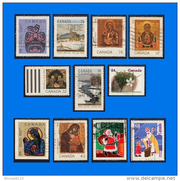 CA 0001-0001, Collection Of 11 CTO Stamps In Art & Christmas - Collections