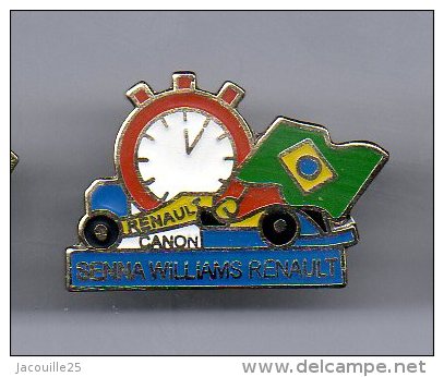 PINS PIN´S AUTO SENNA RENAULT WILLIAMS CHRONO CANON BRAZIL EGF - Automobile - F1