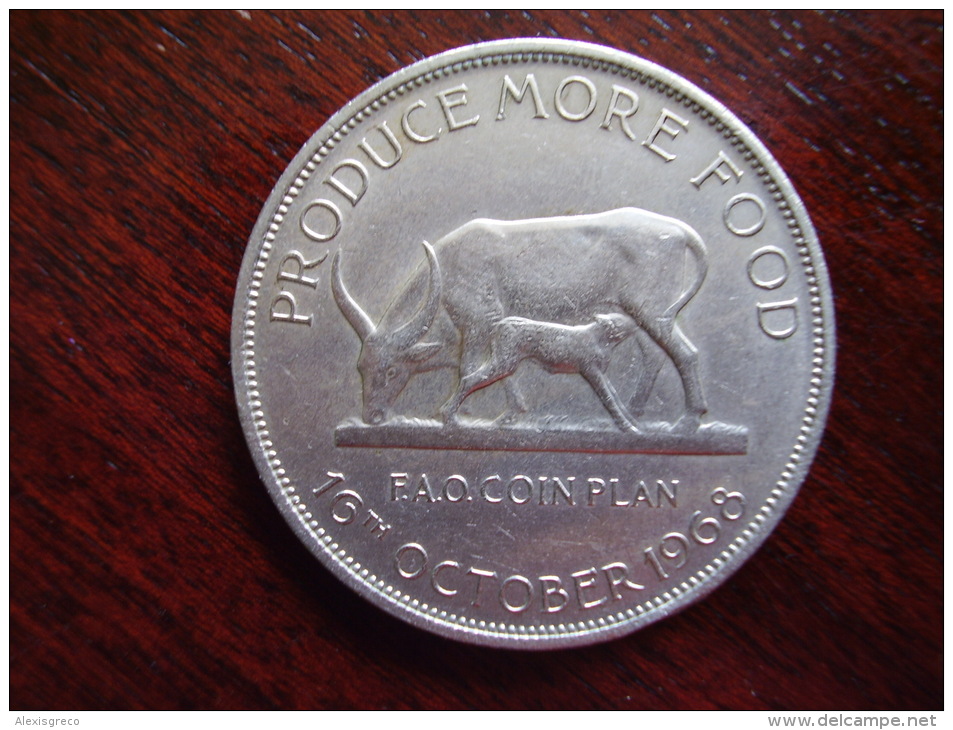 UGANDA 1968 FAO COIN PLAN "PRODUCE MORE FOOD" Issue Of FIVE SHILLINGS. - Ouganda