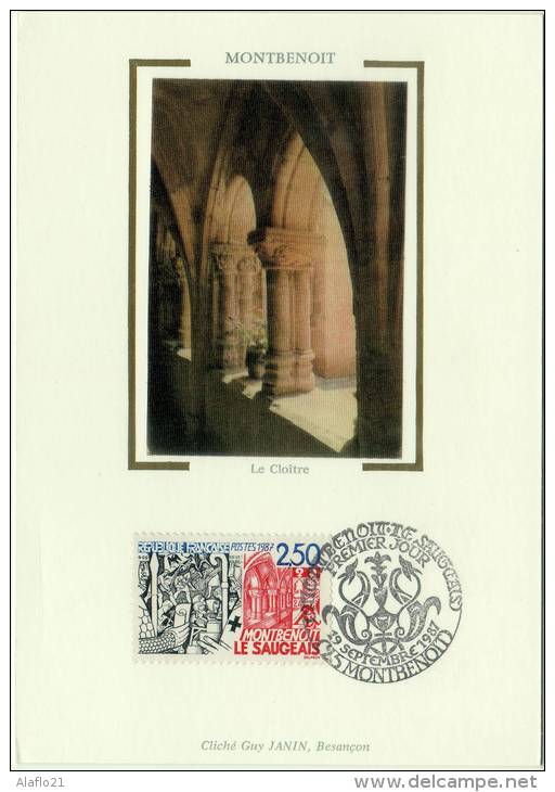 Carte MAXIMUM  1er JOUR  SOIE - N° 2495 - CLOÎTRE De MONTBENOIT - 1980-1989