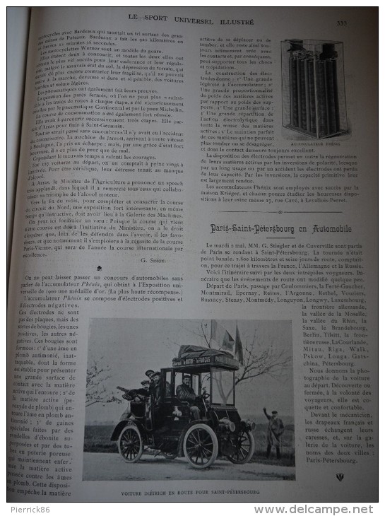 1902 AUTOMOBILE CIRCUIT DU NORD / MOTOCYCLETTE WERNER / TIR AU PIGEON DE MORLAYE / CHEVAUX RUSSES  / ESCRIME FRANCAISE. - Revues Anciennes - Avant 1900