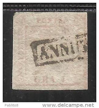 ANTICHI STATI: NAPOLI 1858 GRANI 1 ROSA CARMINIO II TAVOLA ANNULLATO USED - Neapel