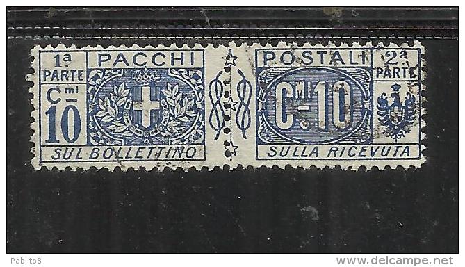ITALY KINGDOM ITALIA REGNO PACCHI POSTALI 1914 - 1922  NODO DI SAVOIA CENTESIMI 10 USED - Colis-postaux