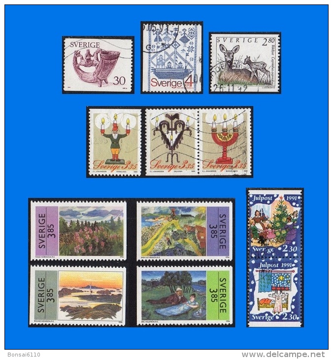 SE 0001-0001, Collection Of 12 Used Stamps In Different Themes - Colecciones
