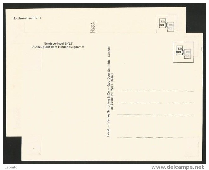 HINDENBURGDAMM Sylt Autozug 50 Jahre 2 Ansichtskarten - Sylt