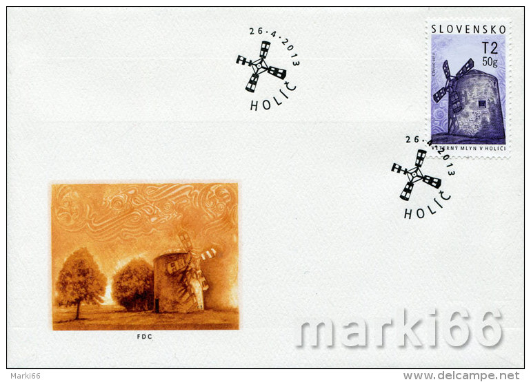 Slovakia - 2013 - Technical Moniments - Windmill In Holich - FDC (first Day Cover) - FDC