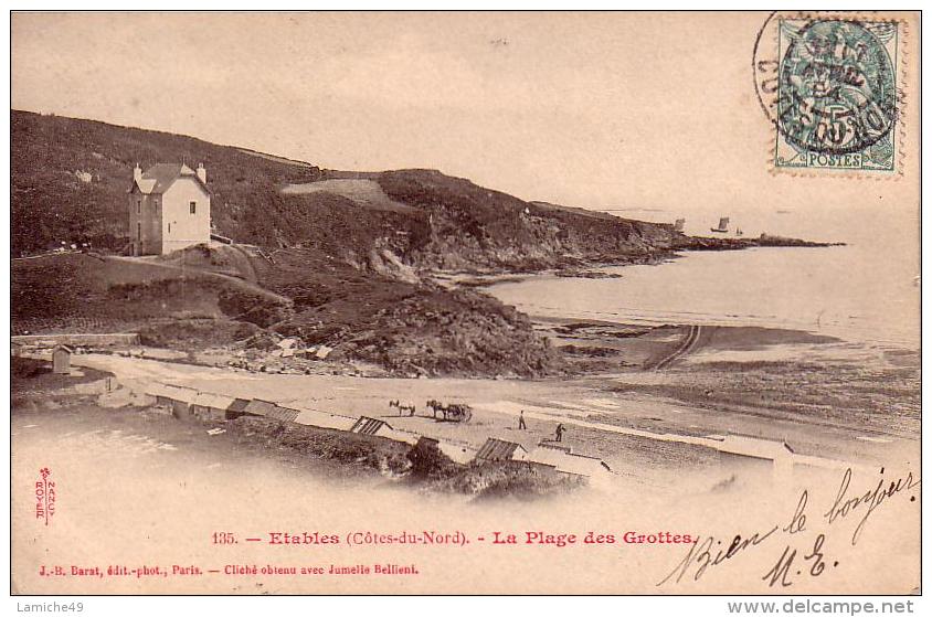 ETABLES  La Plage Des Grottes  écrite, Timbrée Et Voyagée 1904 - Etables-sur-Mer