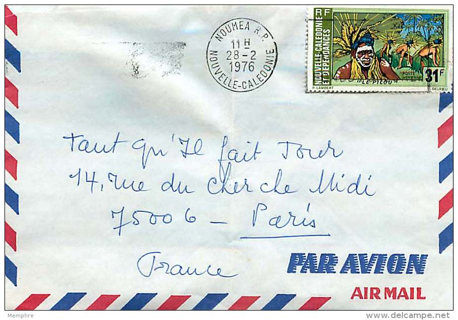 1976  Lettre Avion Pour La France   Le Pilou, Folklore  Yv PA 164 - Covers & Documents