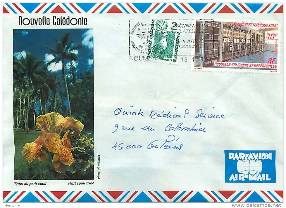 1985   Lettre Avion Pour La France   Central électronique Yv 509, Cagou 2 Fr Yv 499 - Storia Postale