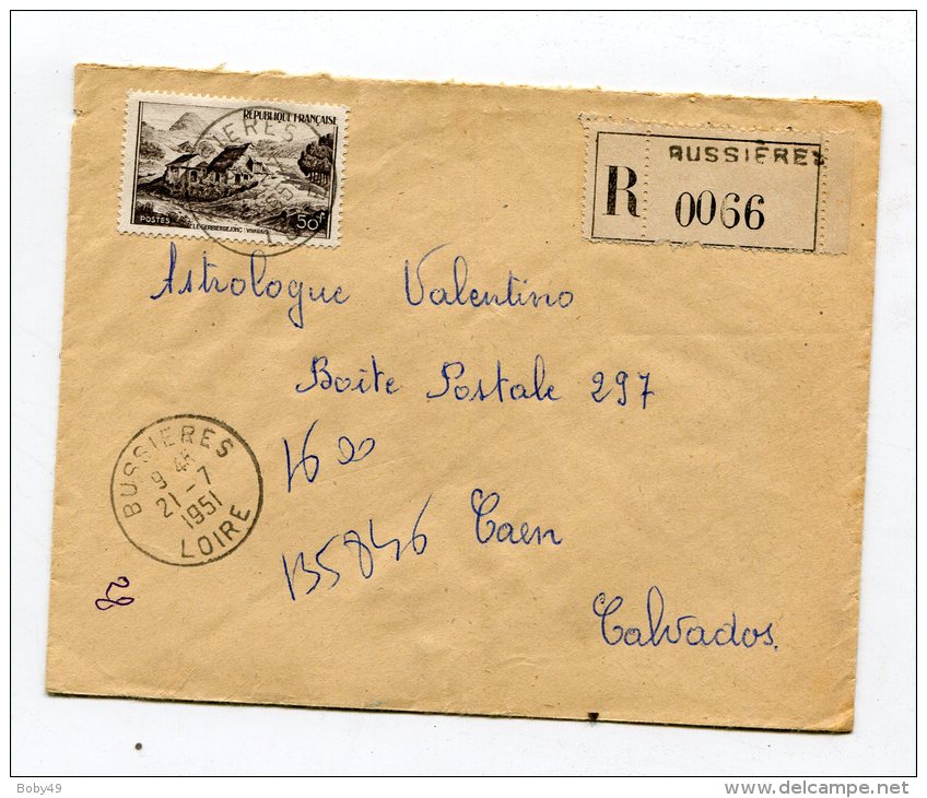 LOIRE De BUSSIERES   Enveloppe  Recommandée De 1951 - 1921-1960: Période Moderne