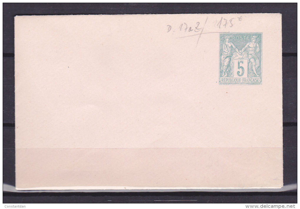 )FRANCE ENVELOPPE PRIVEE T.S.C N° D17a 2  Sans Indication De Date Format 112x73mm Gris Papier Minc  Tres Beau Cote 175 € - Enveloppes Types Et TSC (avant 1995)