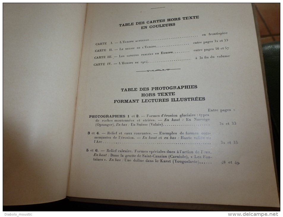 1931 Photographies par Jean Brunhes et Cartes géo:Pays EUROPE: 7e photo Olivier à CORFOU; Ayer (Suisse); Zuiderzée..etc.