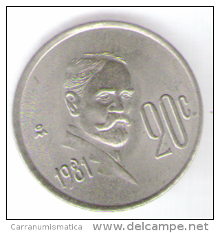 MESSICO 20 CENTAVOS 1981 - Messico