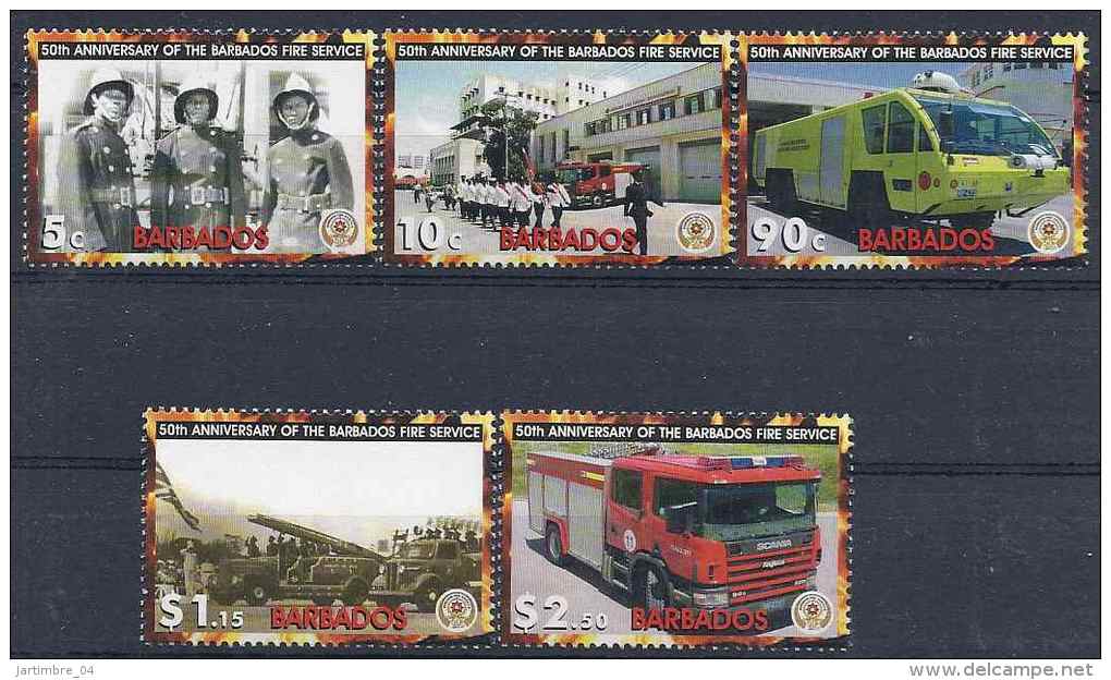 2005 BARBADES 1148-52** Pompiers, Camion - Barbados (1966-...)