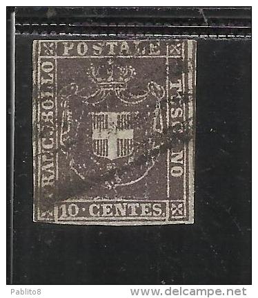 ANTICHI STATI ASI : TOSCANA 1860 GOVERNO PROVVISORIO CENTESIMI 10 BRUNO ANNULLATO USED - Toscane