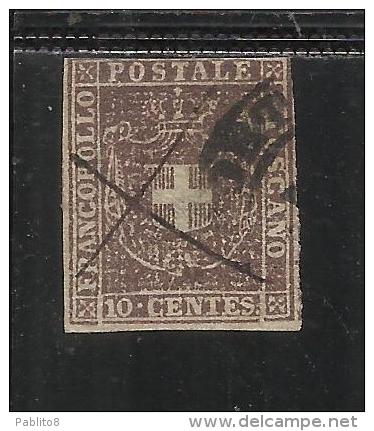 ANTICHI STATI ASI : TOSCANA 1860 GOVERNO PROVVISORIO CENTESIMI 10 BRUNO ANNULLATO USED - Toscane