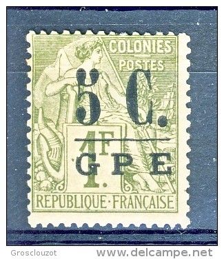 Guadaloupe 1890-91 N. 11 C. 5 Su F. 1 Verde Oliva MH - Autres & Non Classés