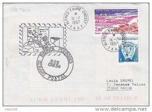 FRENCH LANDS IN ANTARKTIC, PATRICK MARQUES GERANT POSTAL, STAMPS AND POSTMARK ON COVER, 1997, FRANCE - Trattato Antartico