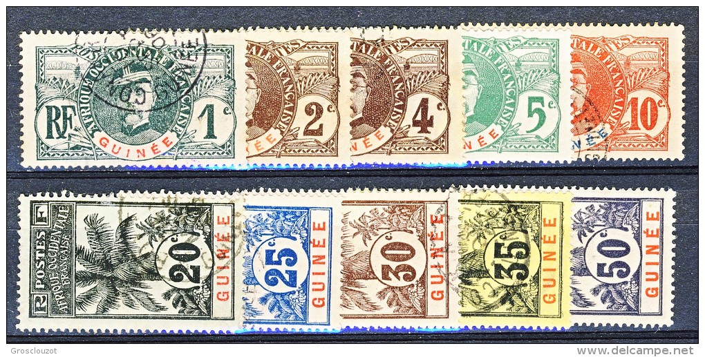 Guinea  1906-07 Palmizi N. 33 - 37 Dieci Valori USATI - Andere & Zonder Classificatie