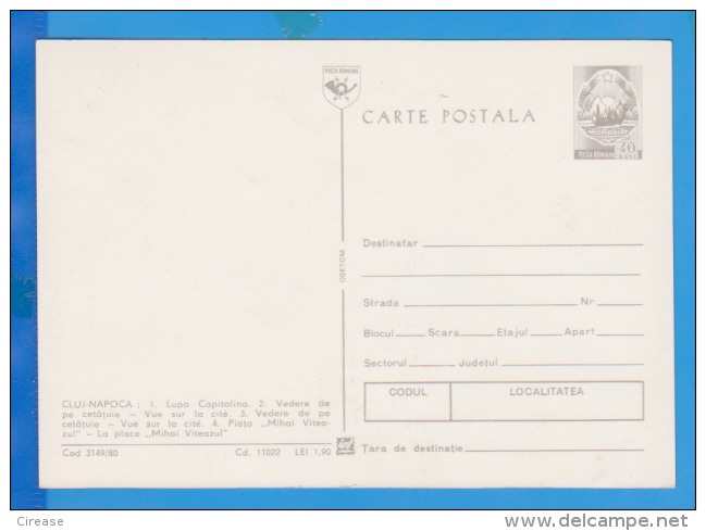 The Symbol Of Rome, The She-wolf With Romulus And Remulus, Coat, Book ROMANIA  Postal Stationery 1972 - Mythology