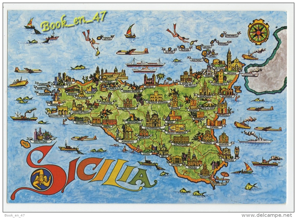 {53134} Sicilia , Carte Plan Et Illustrations - Cartes Géographiques