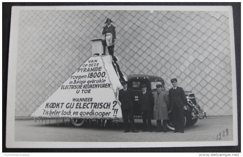 Photo-Carte 1938, Elektrische Centrale Van Gent, Voiture/camionnette Publicitaire ! - Autres & Non Classés