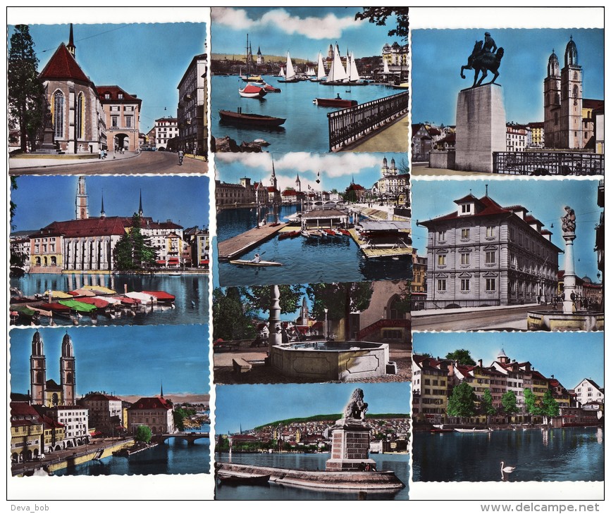 10 1960s Photo Cards Zurich Switzerland Limmat River - Géographie