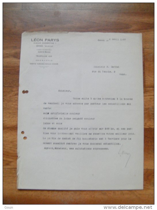 FF Document Léon Parys Gand Avenue Clémentine 1927 - 1900 – 1949