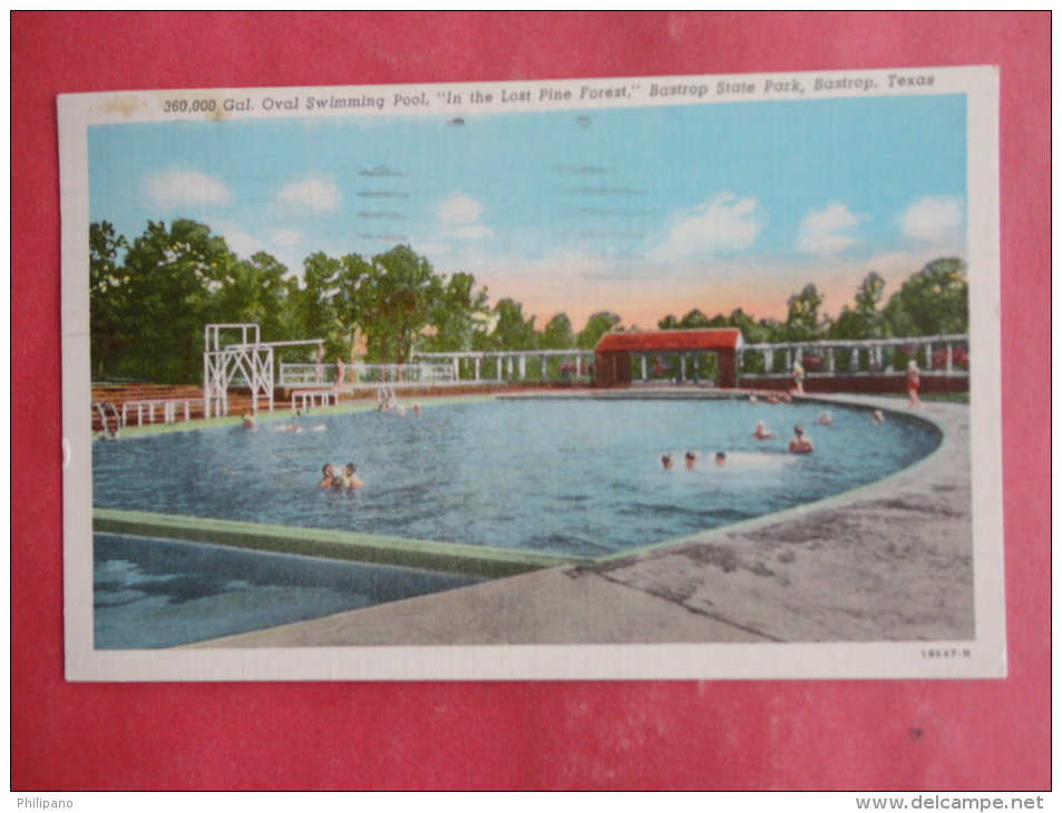 Bastrop,TX--Oval Swimming Pool At Bastrop State Park--cancel 1949--PJ156 - Autres & Non Classés