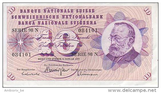 Billet Suisse 10 Francs - 06-01-1977 - Switzerland