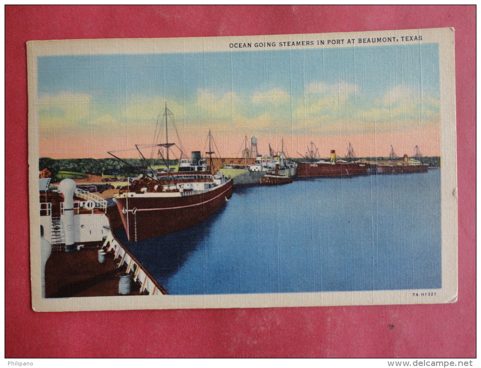 Beaumont,TX--Ocean Going Steamers In Port--cancel 1951--PJ156 - Other & Unclassified