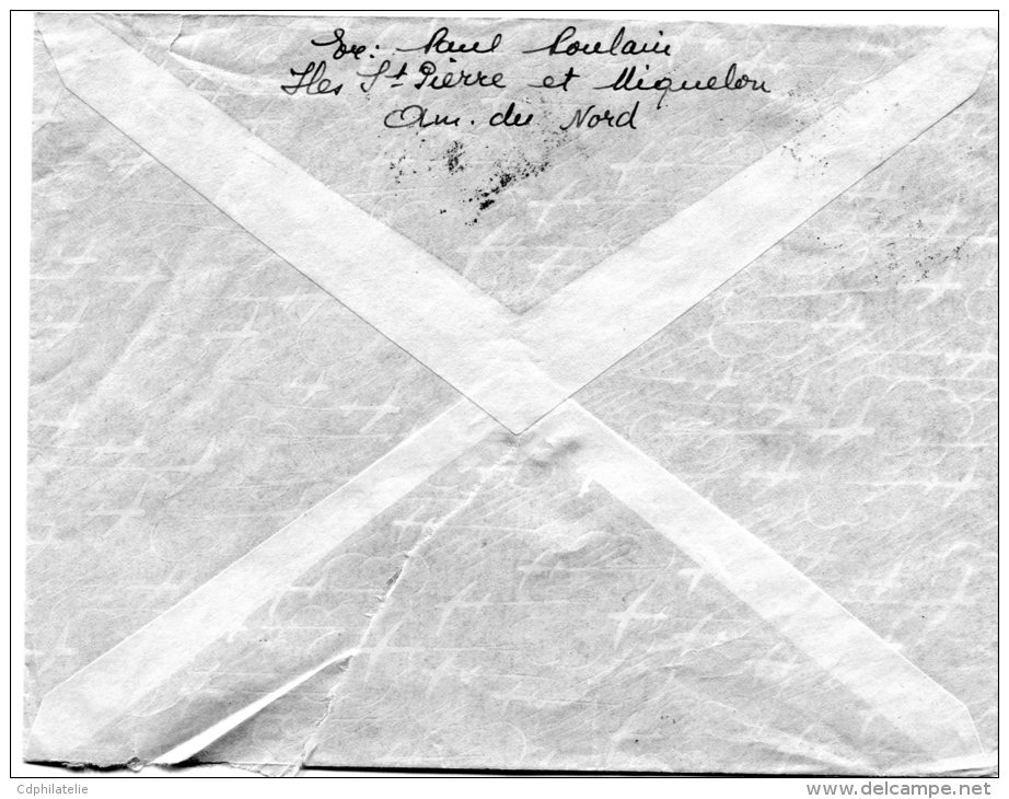 ST PIERRE ET MIQUELON LETTRE PAR AVION DEPART ST PIERRE ET MIQUELON 8-1-1952 POUR LA FRANCE - Briefe U. Dokumente