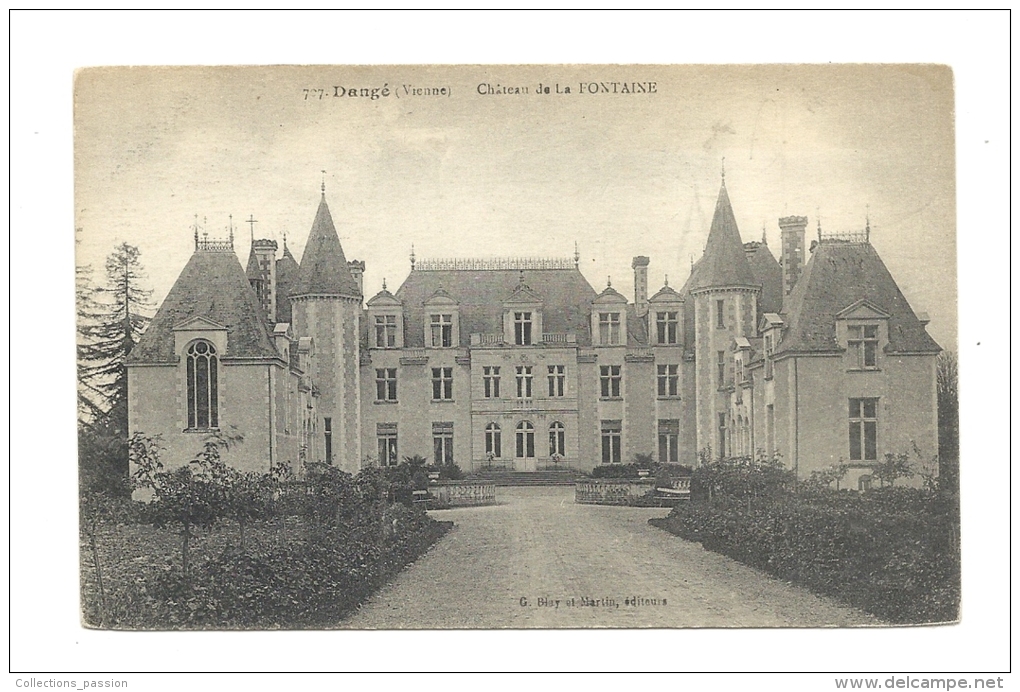 Cp, 86, Dangé St-Romain, Château De La Fontaine, écrite - Dange Saint Romain