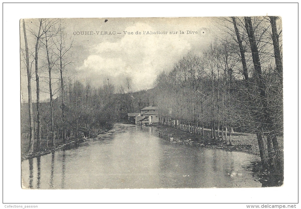 Cp, 86, Couhé-Vérac, Vue De L'Abattoir Sur La Dive, Voyagée 1916 - Couhe