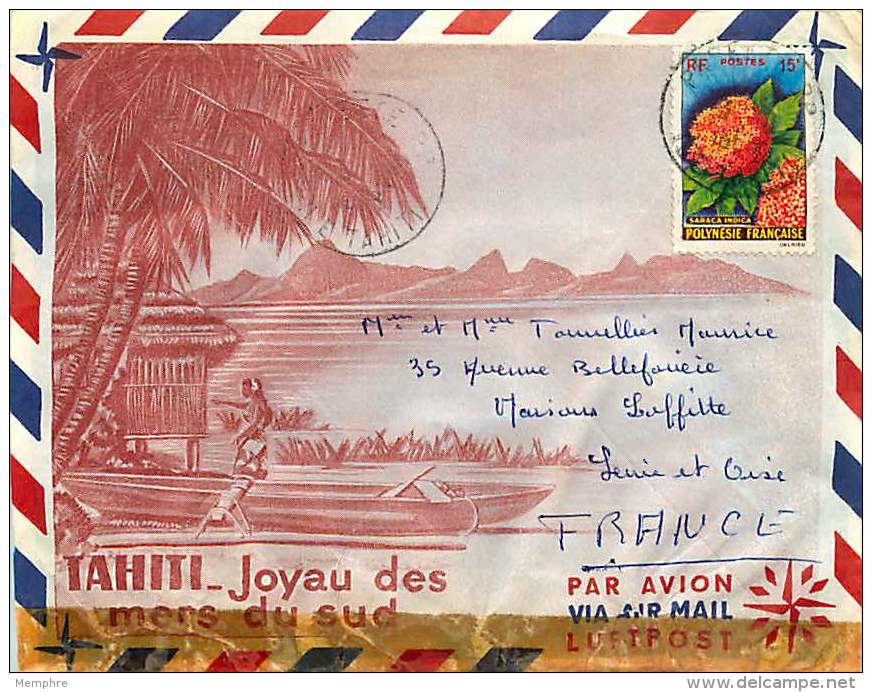 1963  Lettre Avion Pour La France Fleur: Saracaa Indica Yv 15 - Covers & Documents