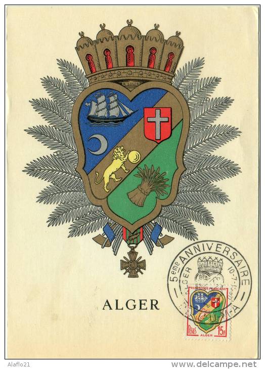 Carte MAXIMUM  - N° 1195 - Blason Alger - Oblitérée Alger (2) - 1980-1989