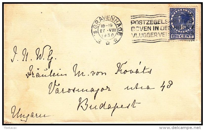 Netherlands 1930, Cover Gravenhage To Budapest - Lettres & Documents